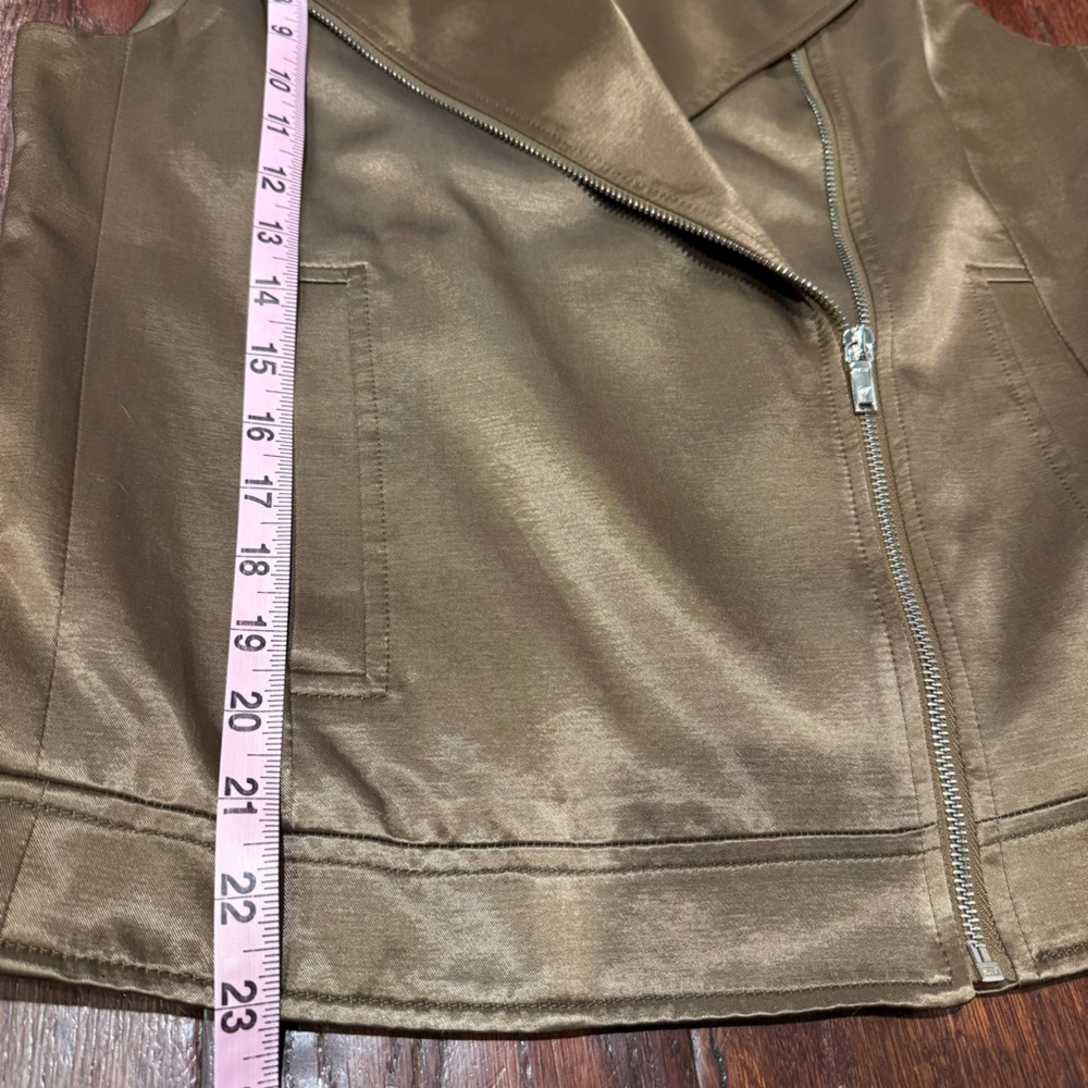 Massimo Dutti Sateen Moto Vest with Silver Asymmetrical Zipper - Picture 4 of 12
